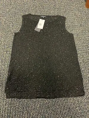 Lafayette 148 New York Sleeveless, Black Metallic Tunic , Size Medium