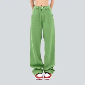 Light green women's denim pants