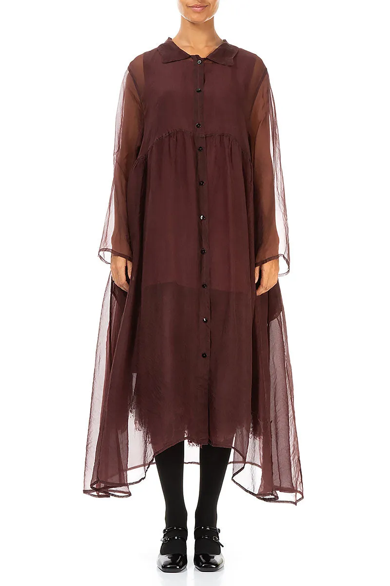 Long Merlot Silk Chiffon Jacket