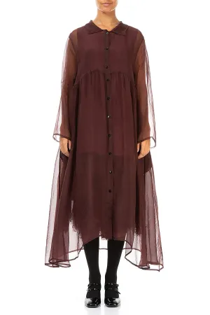 Long Merlot Silk Chiffon Jacket