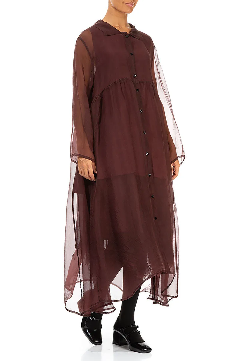 Long Merlot Silk Chiffon Jacket