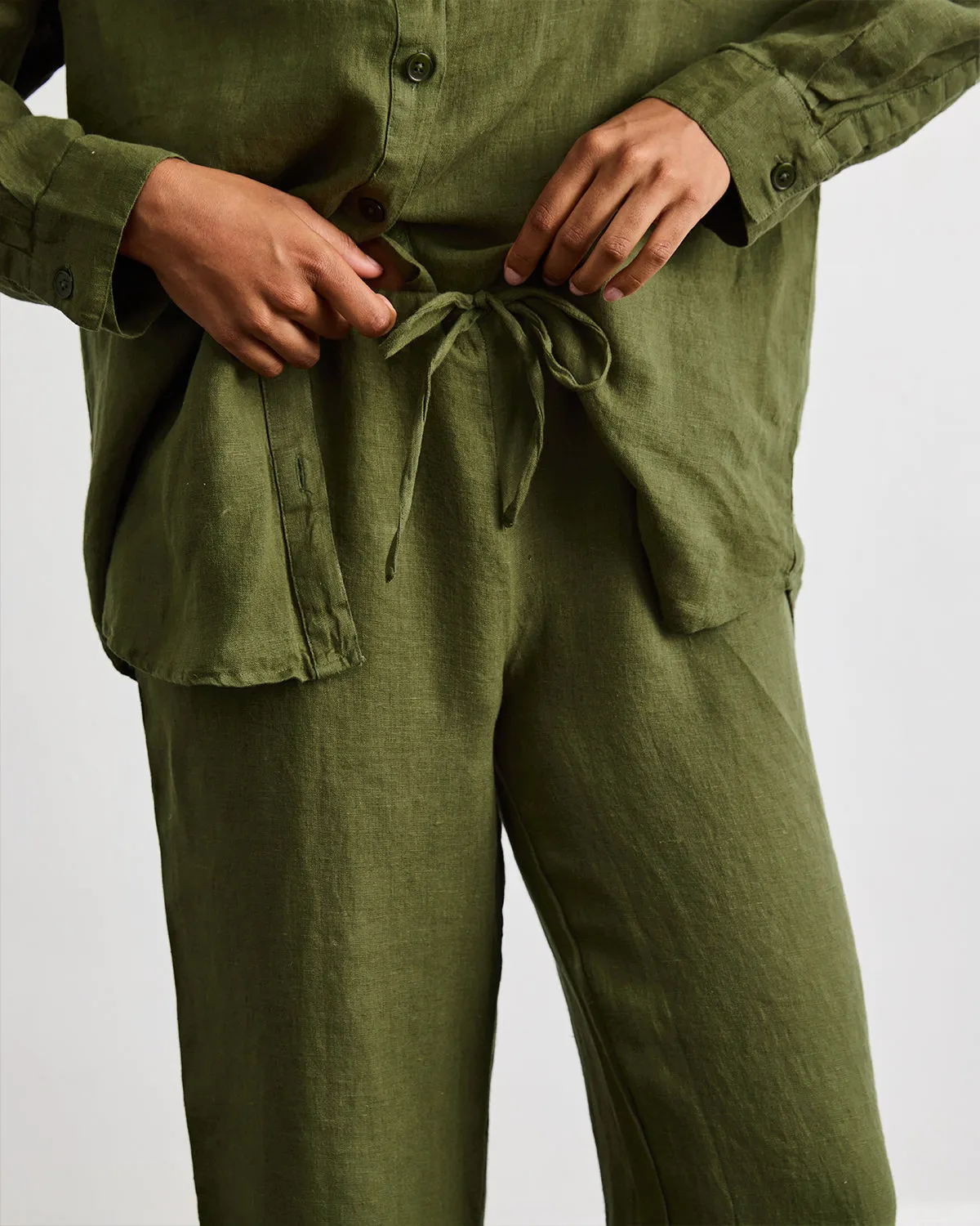 Lounge Linen Pants in Olive