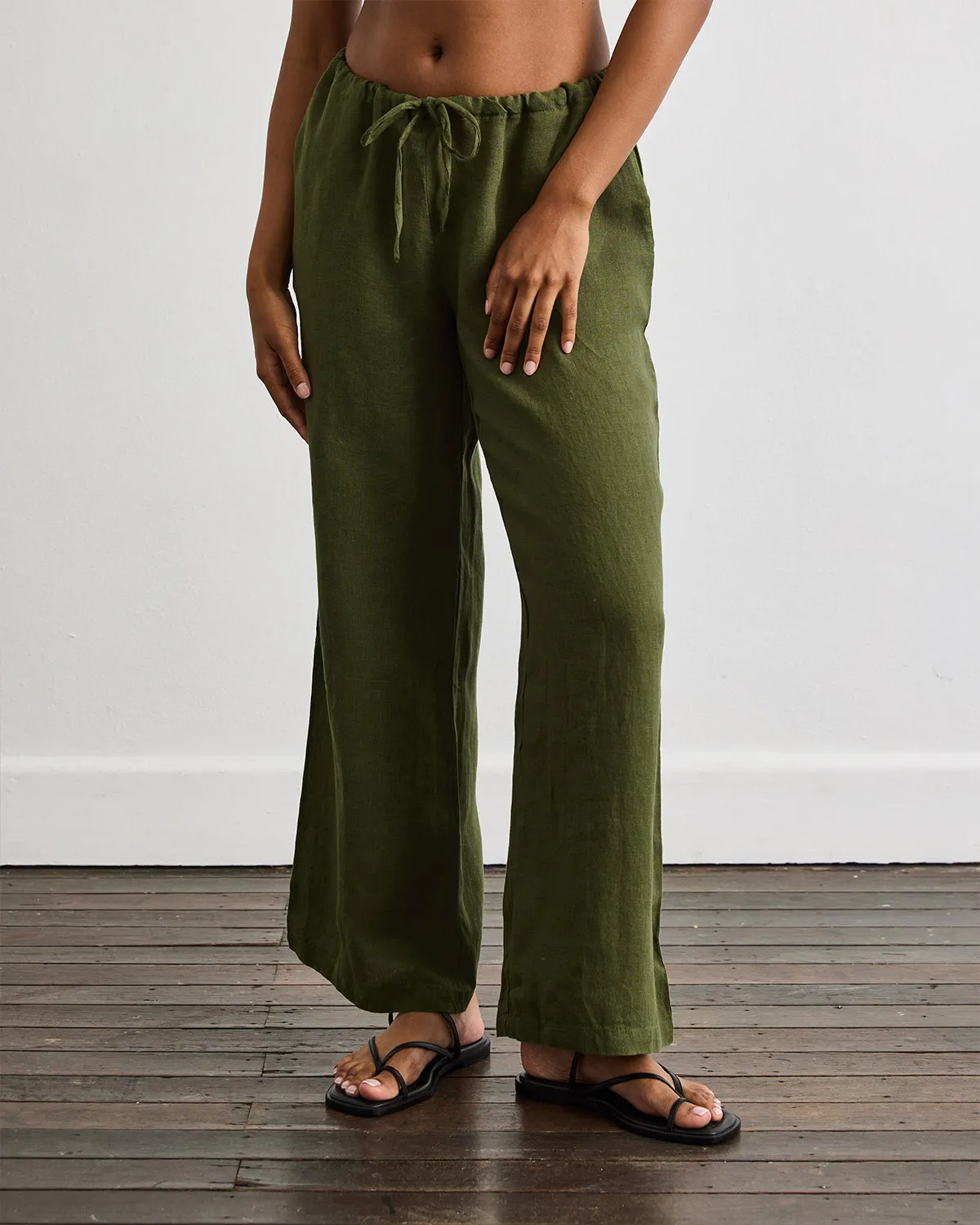 Lounge Linen Pants in Olive