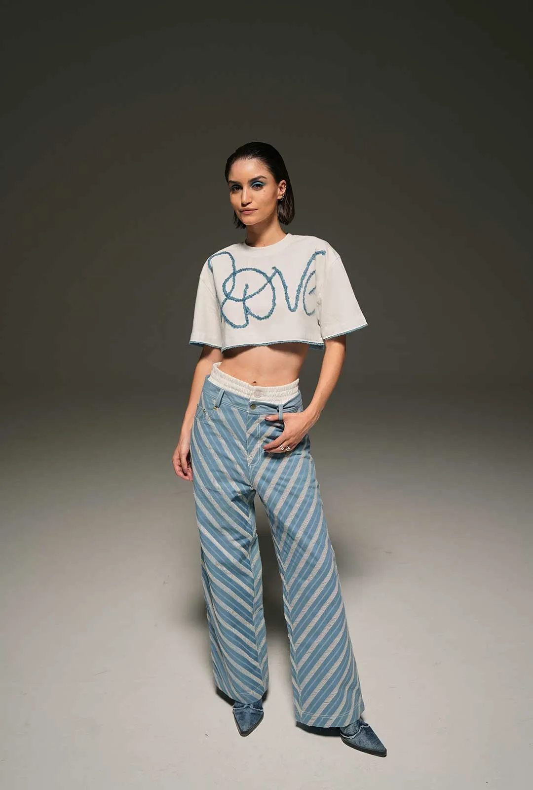 Love" Embroidered Crop T-Shirt