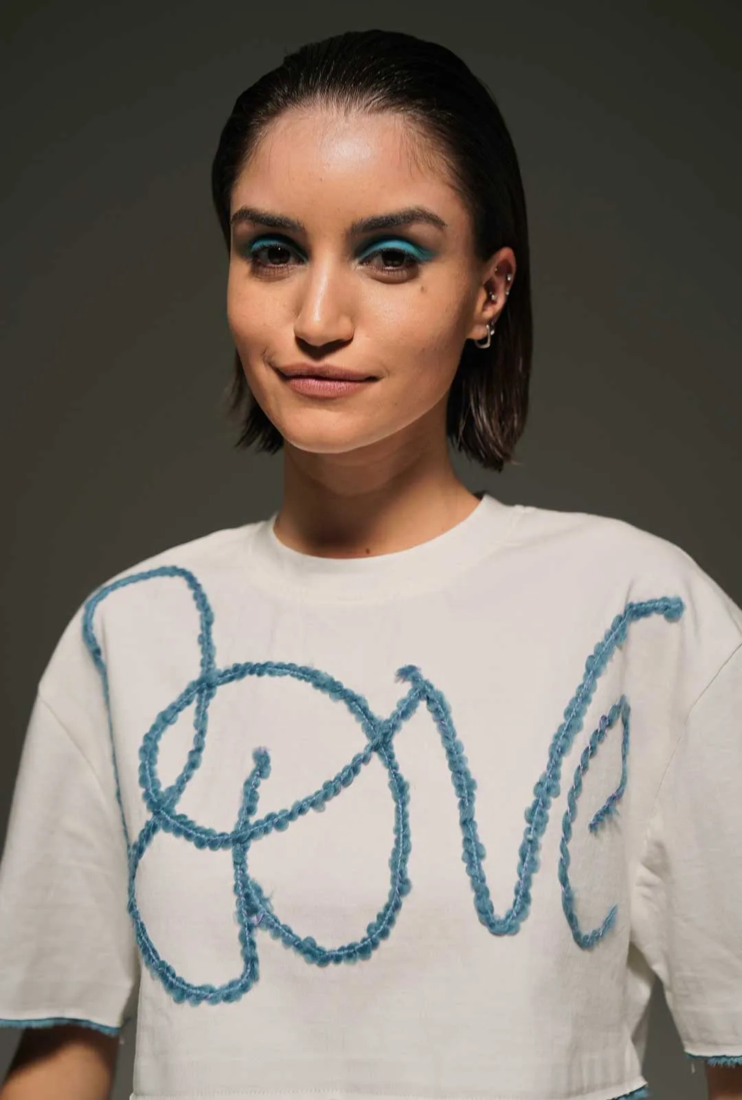 Love" Embroidered Crop T-Shirt