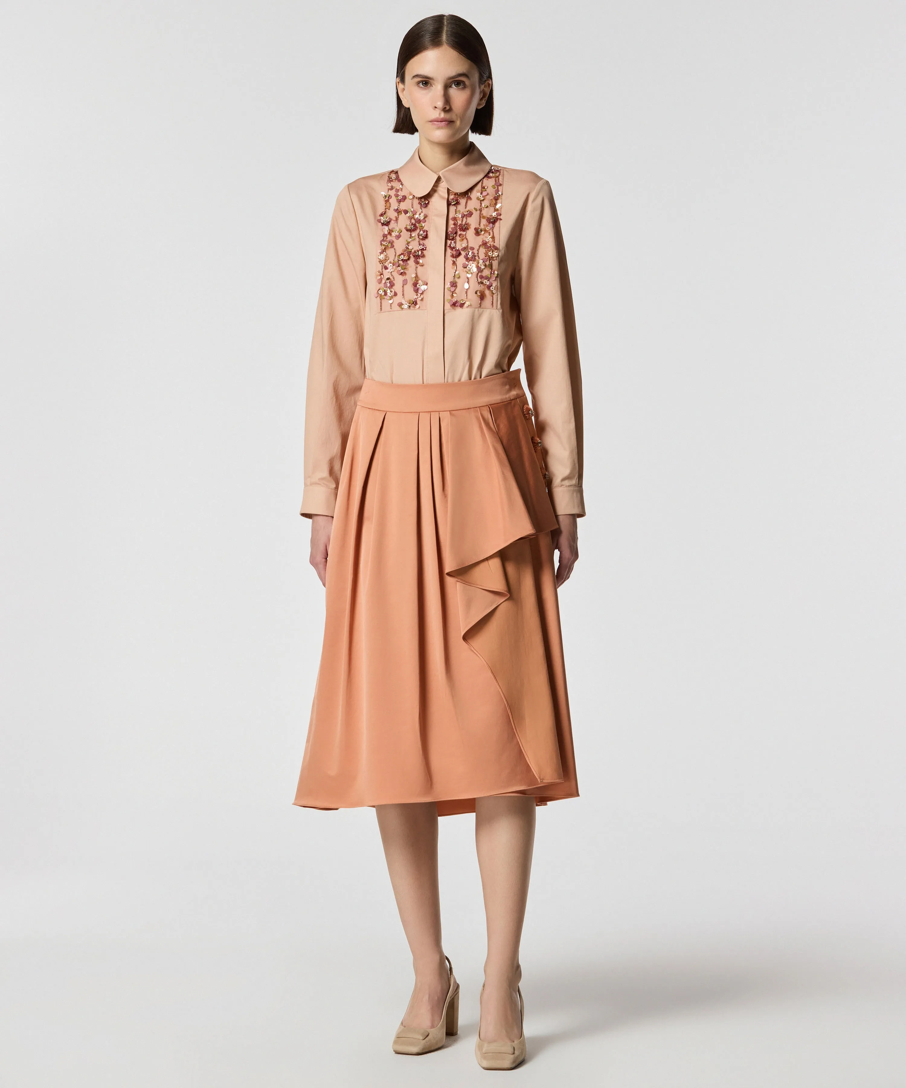 Machka Asymmetric Flounce Skirt Salmon