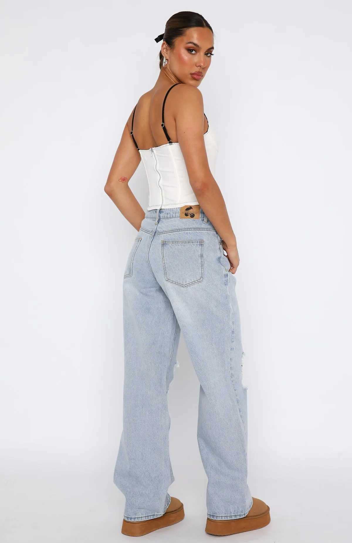 Make It Out Low Rise Wide Leg Jeans Mid Blue