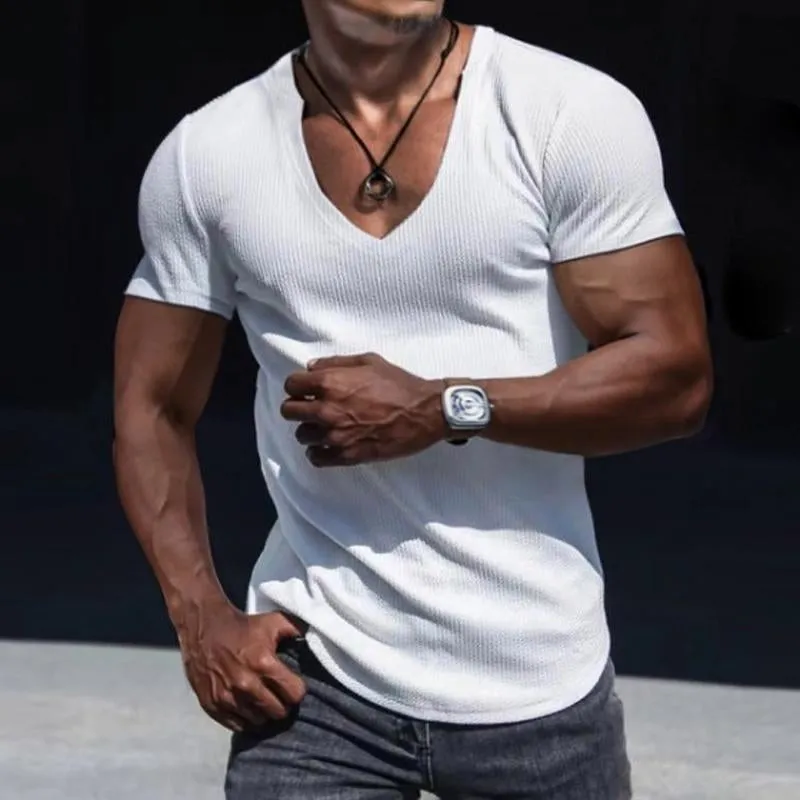 Men's Slim Fit Short Sleeve Sport V-Neck Top T-Shirt 81387684X