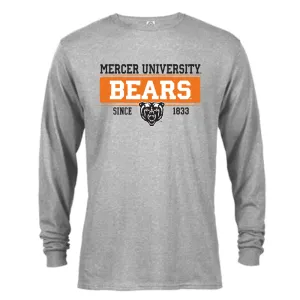 Mercer University Bears MU Since 1833 Bar Mascot Logo Long Sleeve T-Shirt Tee