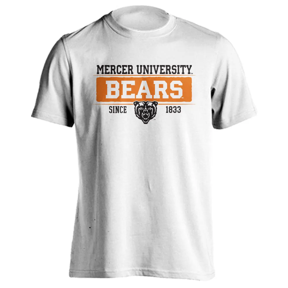 Mercer University Bears MU Since 1833 Bar Mascot Logo Short Sleeve T-Shirt