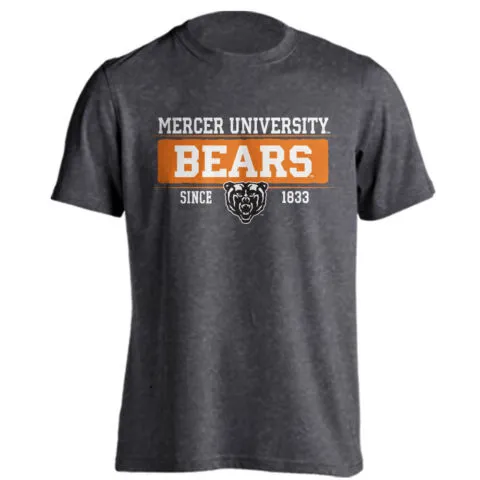 Mercer University Bears MU Since 1833 Bar Mascot Logo Short Sleeve T-Shirt