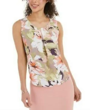 Nine West Women's Pleated Floral-Print Top, Size Medium