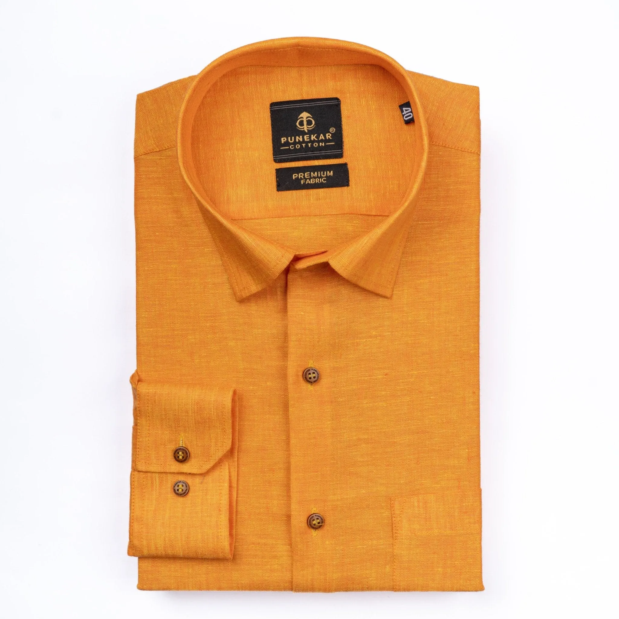 Orange Color Prime Linen Shirt For Men