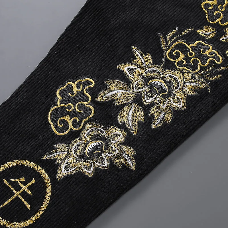 Oriental Style Rooster Embroidery Decorated Pants