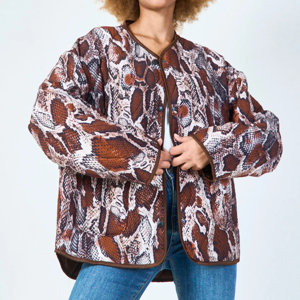 Oversized quilted snake-print jacket wholesale