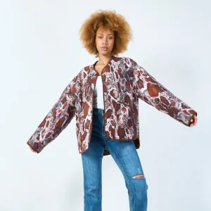 Oversized quilted snake-print jacket wholesale