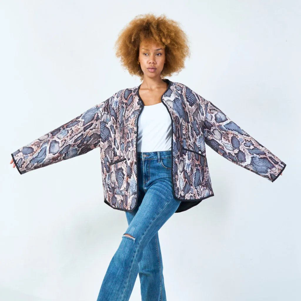 Oversized quilted snake-print jacket wholesale