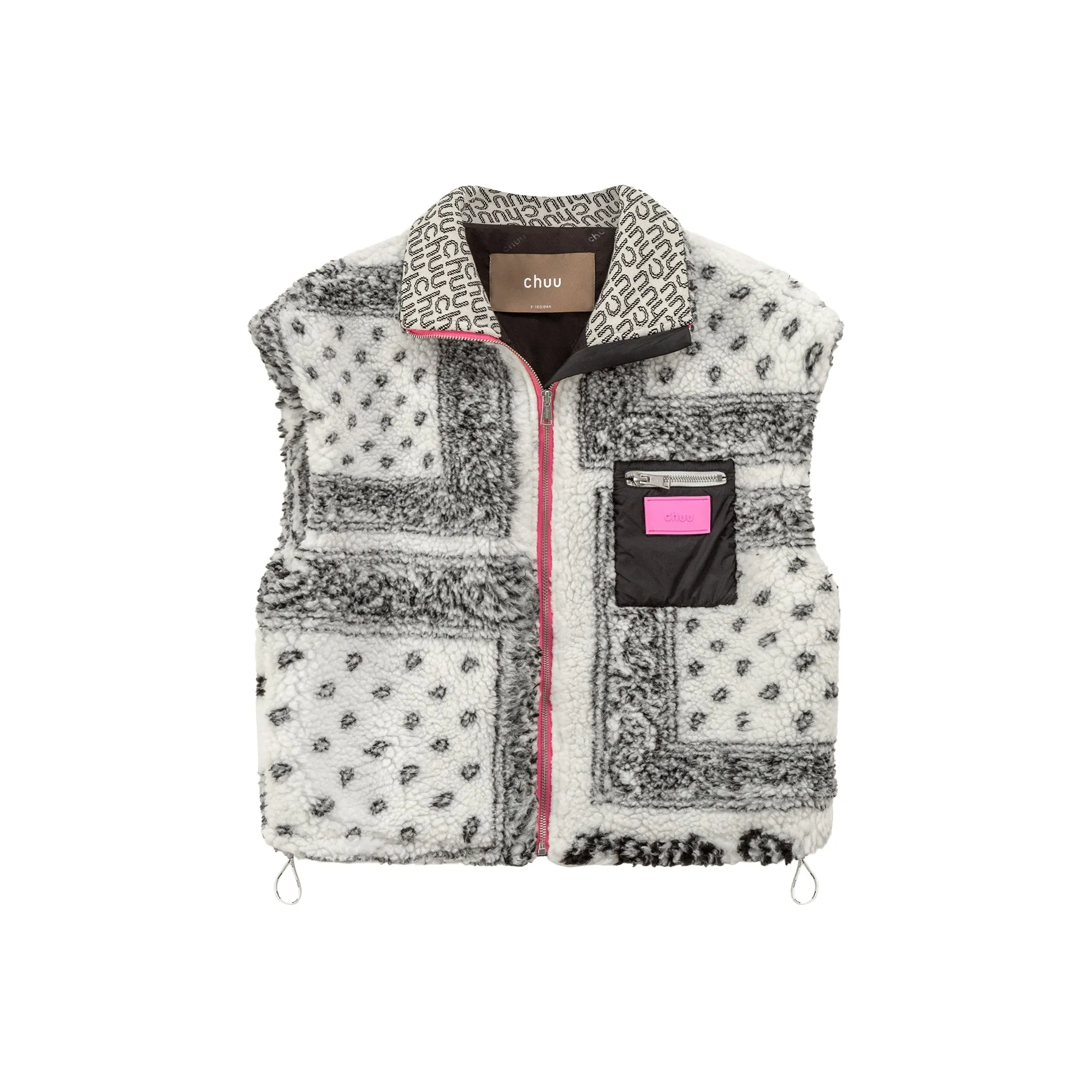 Paisley Fleece Zip-Up Vest Jacket