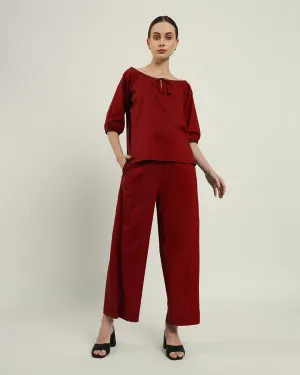 Pants Matching Set- Russet Red Effortless BowtNeck