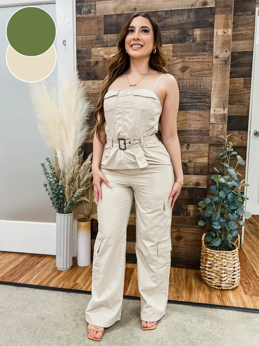 Parker Cargo Style Belted Jumpsuit