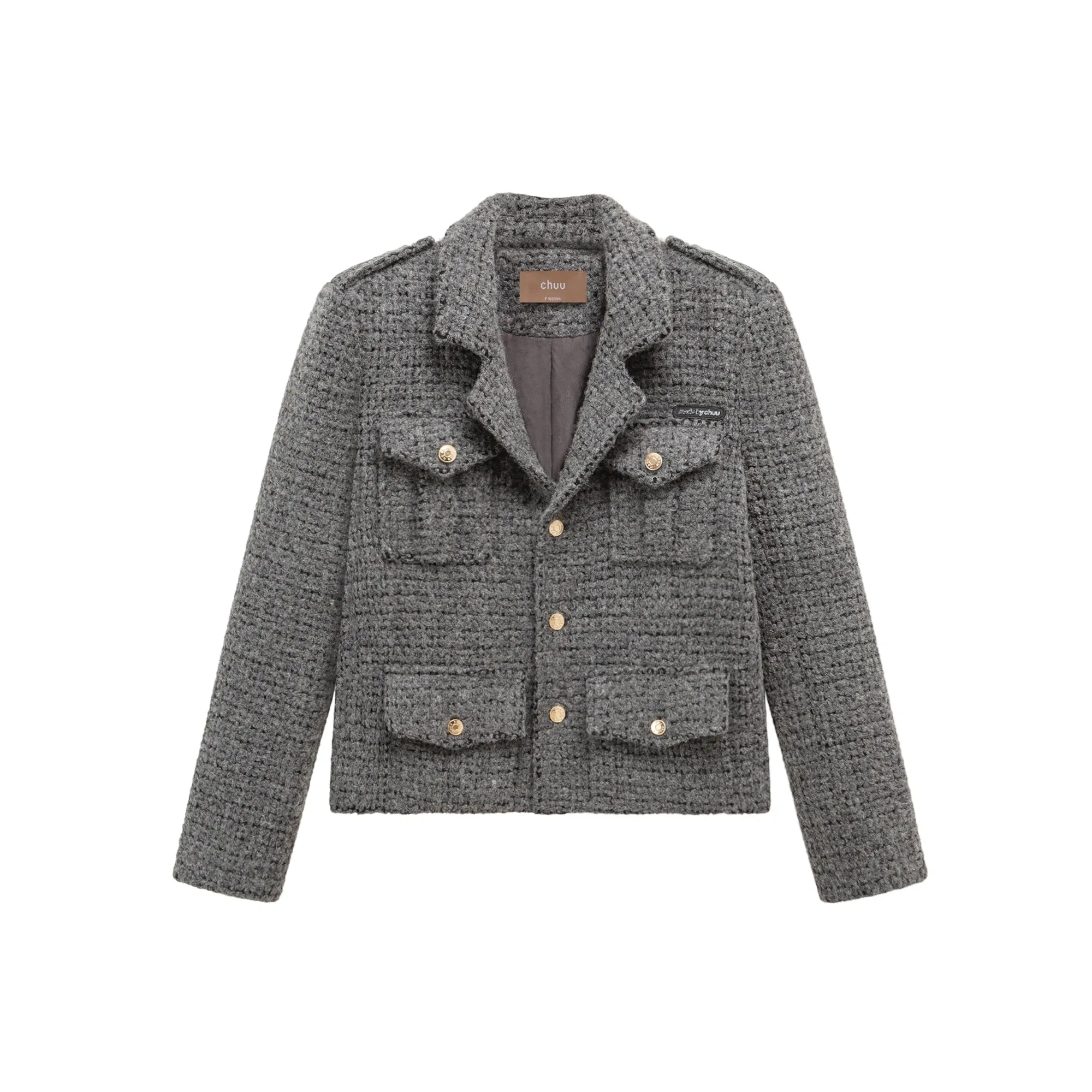 Pocket Tweed Crop Blazer Jacket