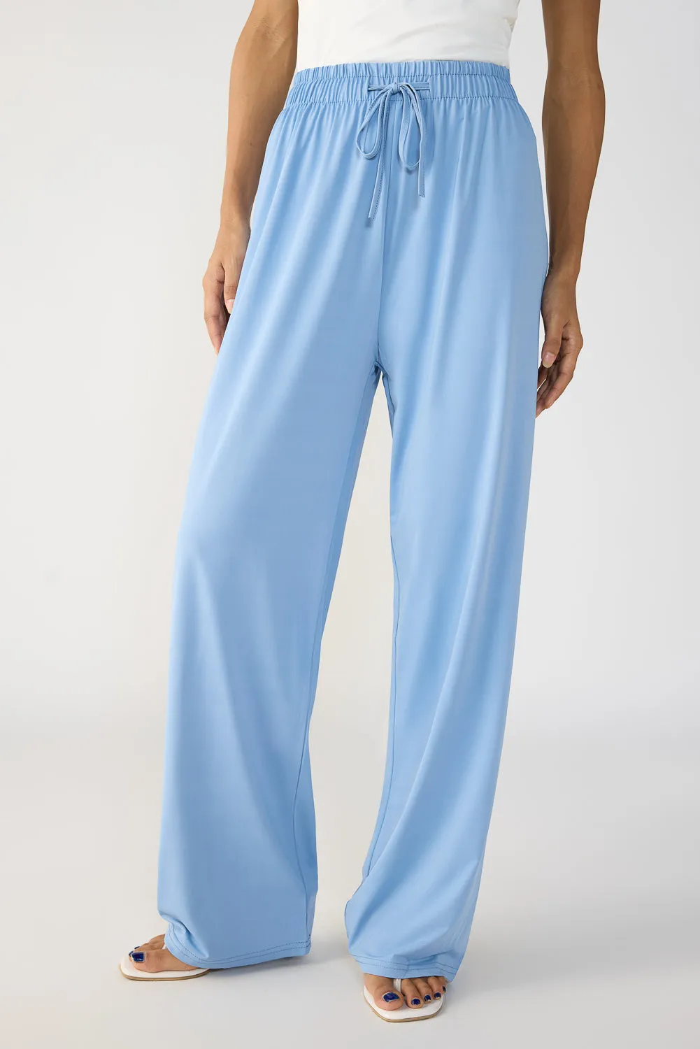 Powder Blue Elasticated Flared Korean Pants