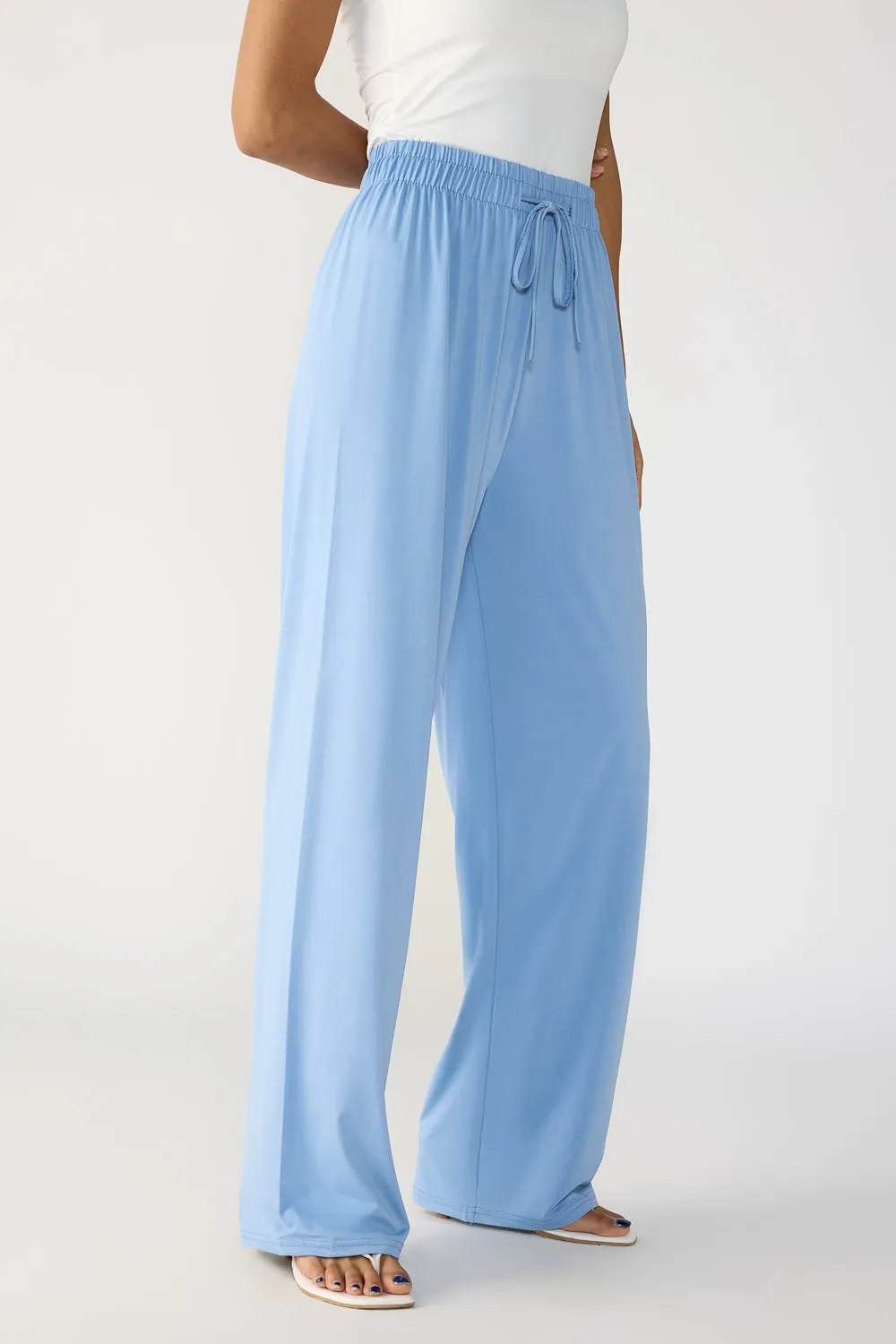 Powder Blue Elasticated Flared Korean Pants