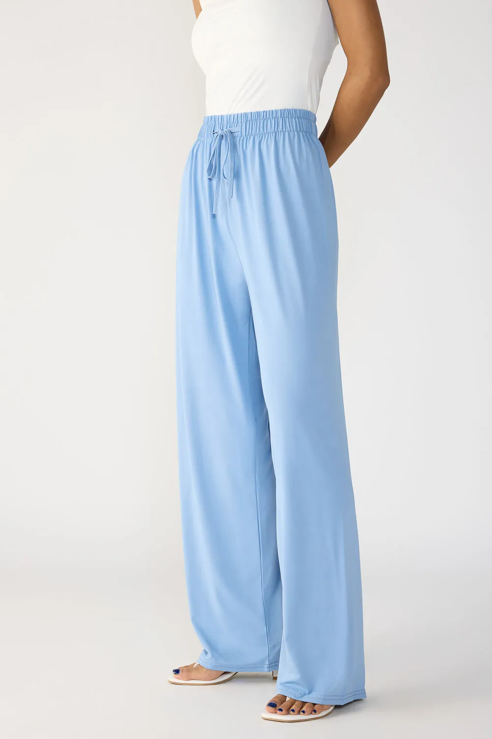 Powder Blue Elasticated Flared Korean Pants