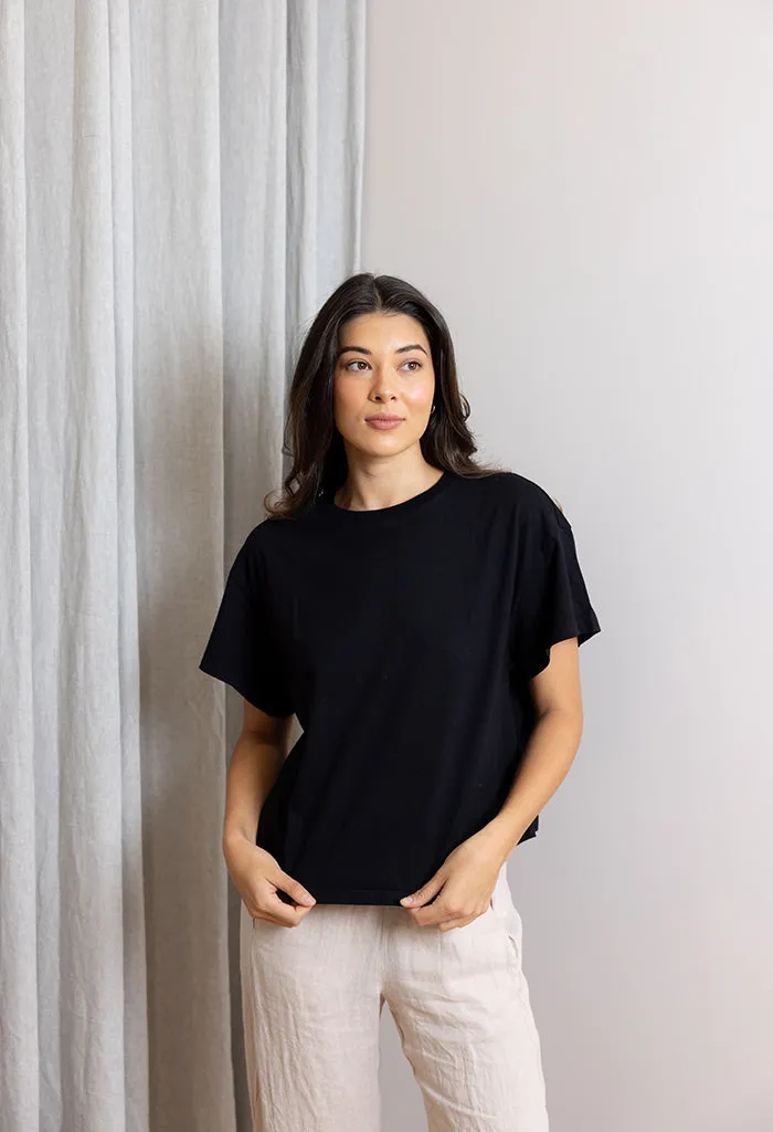 Rachelle Boxy Tee - Black