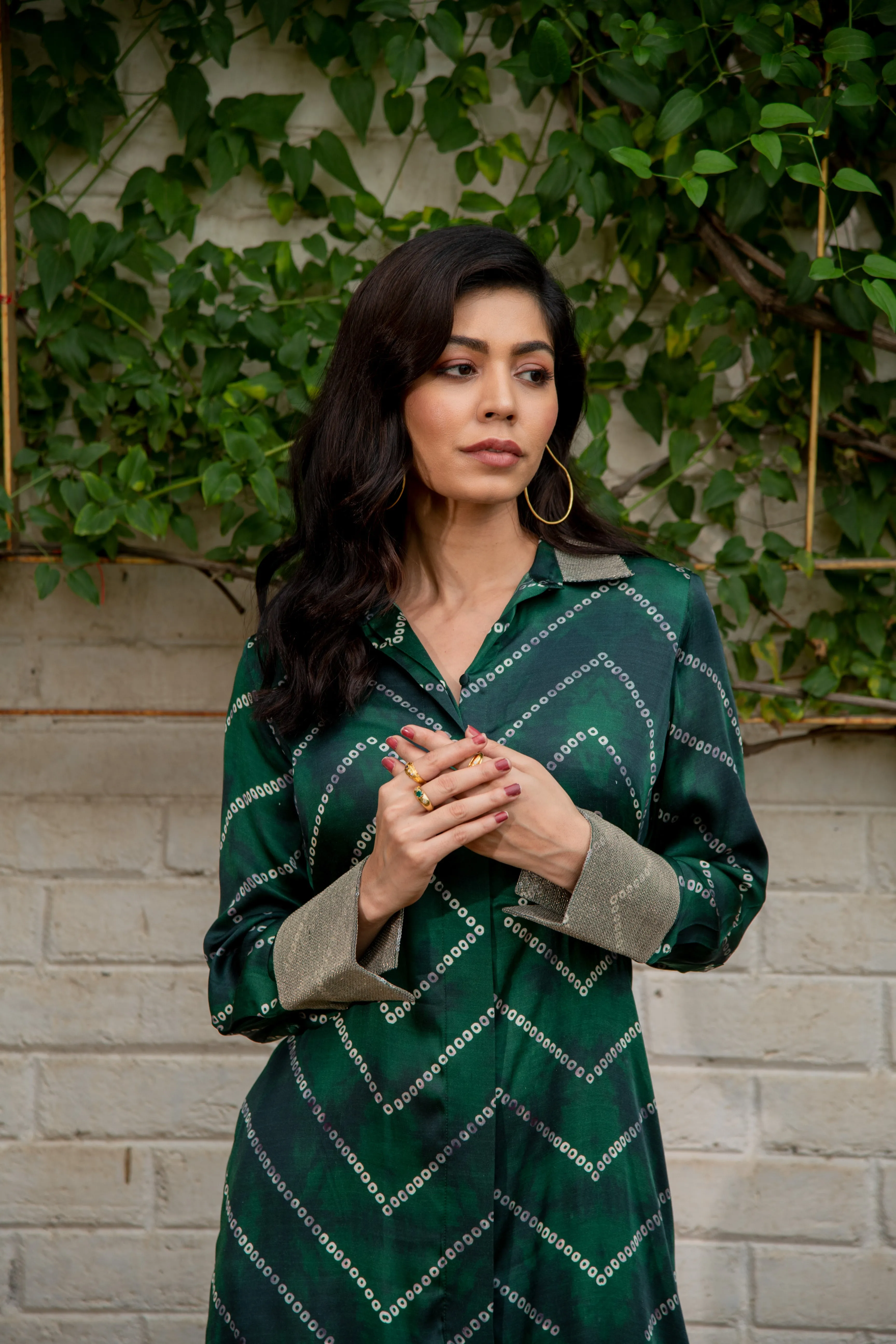 Rooh Bandhani Kurta Set in Emerald