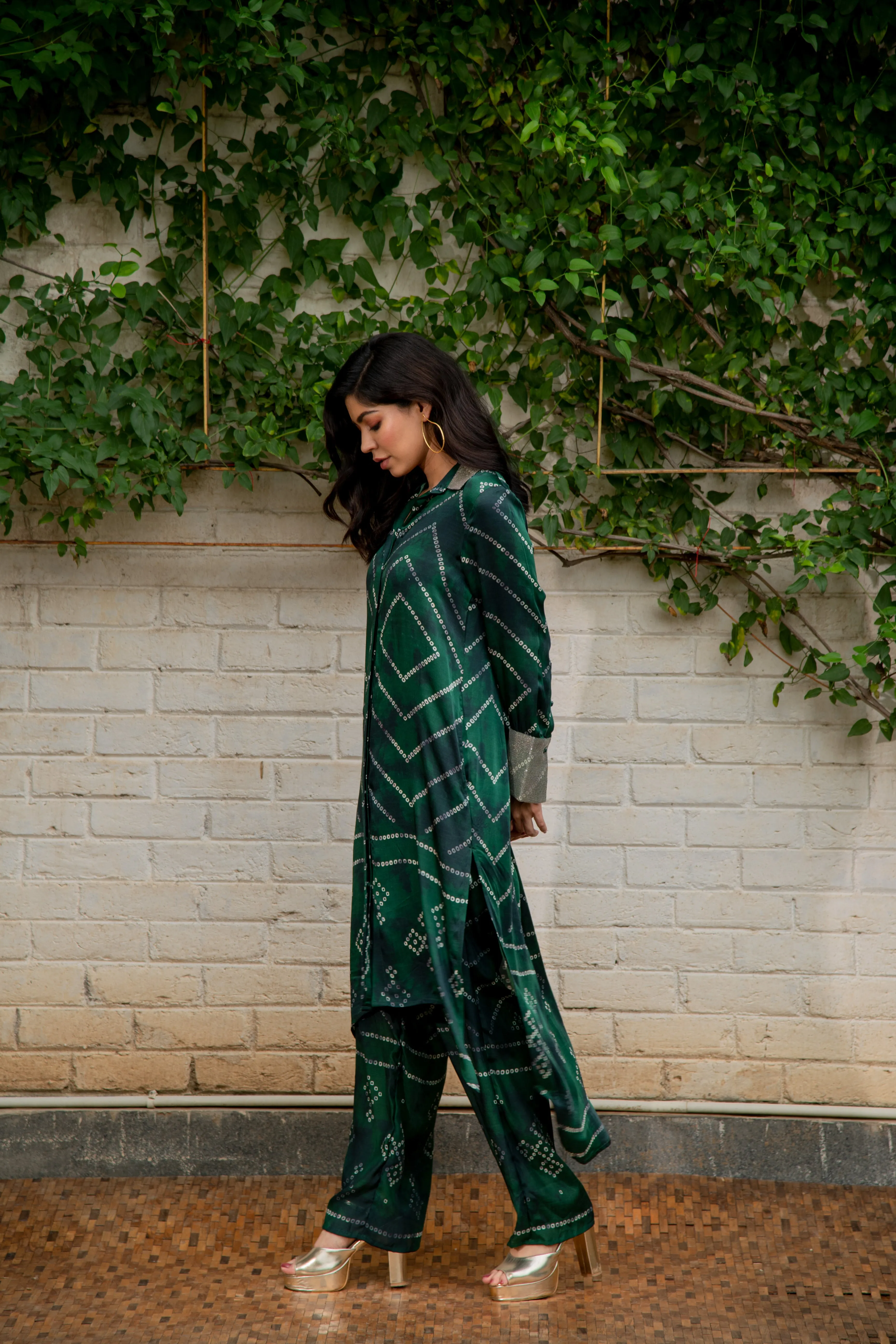 Rooh Bandhani Kurta Set in Emerald