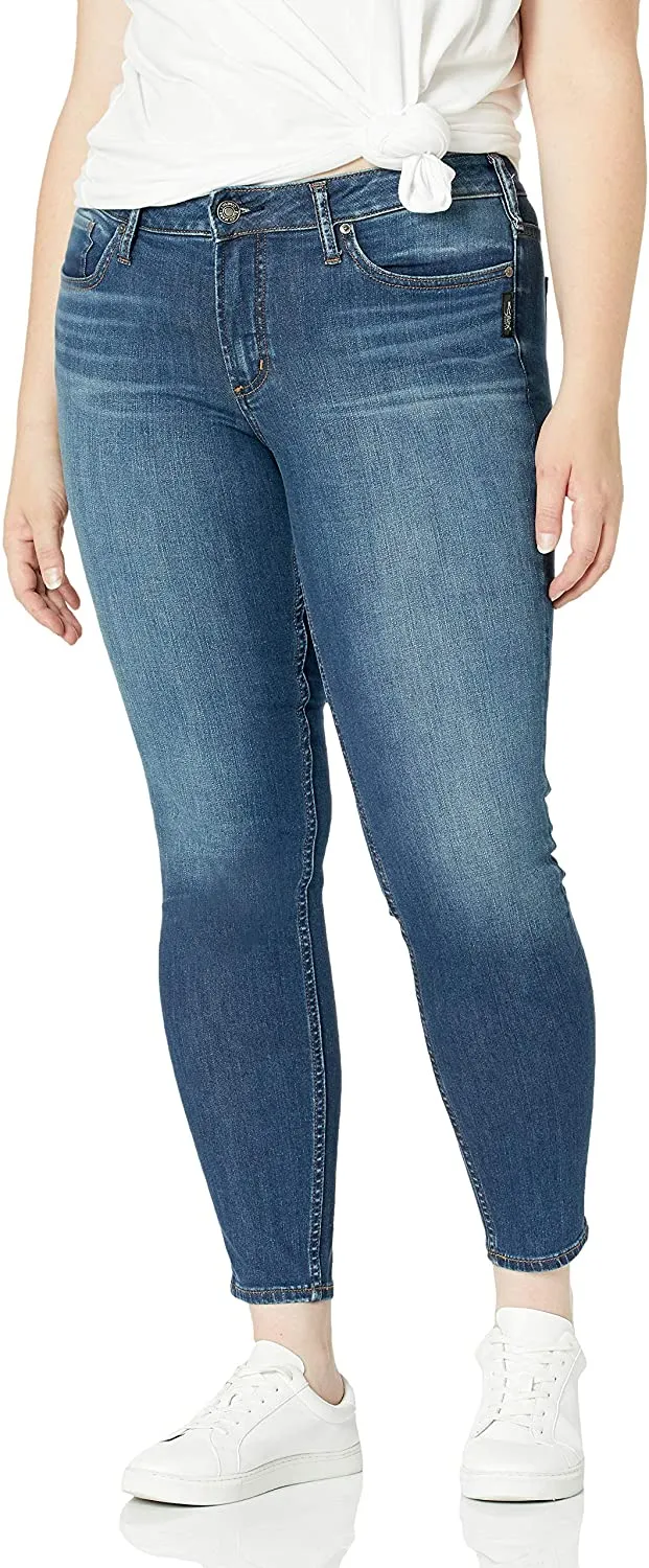 Silver Jeans Women's Plus Size Suki Curvy Fit Mid Rise Skinny Jeans