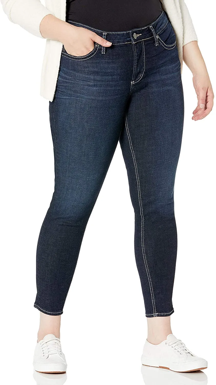 Silver Jeans Women's Plus Size Suki Curvy Fit Mid Rise Skinny Jeans