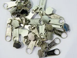 Silver Nickel Metal Zipper Sliders / Pull Tab