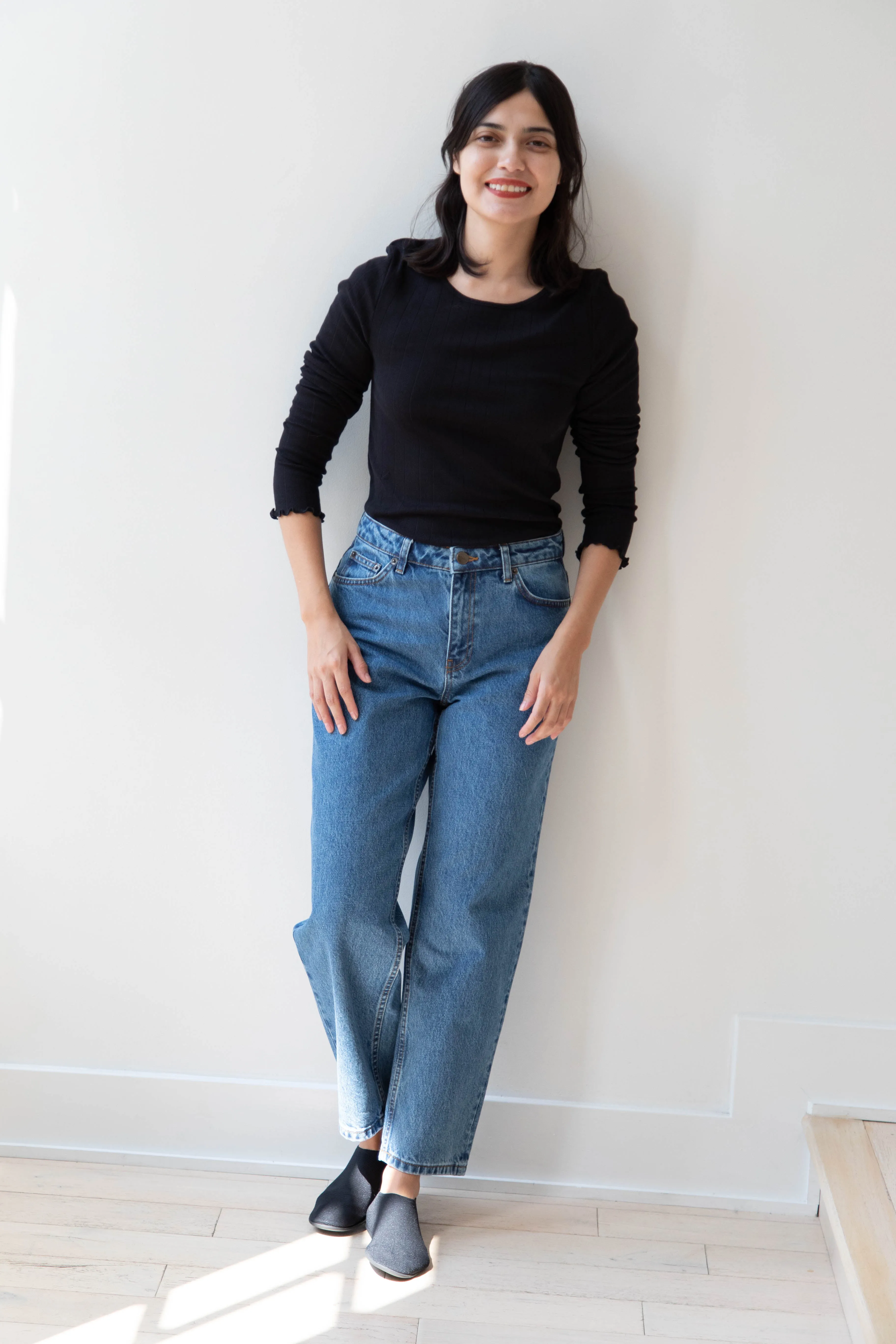 Skall | Allison Cropped Jeans in Washed Mid Blue