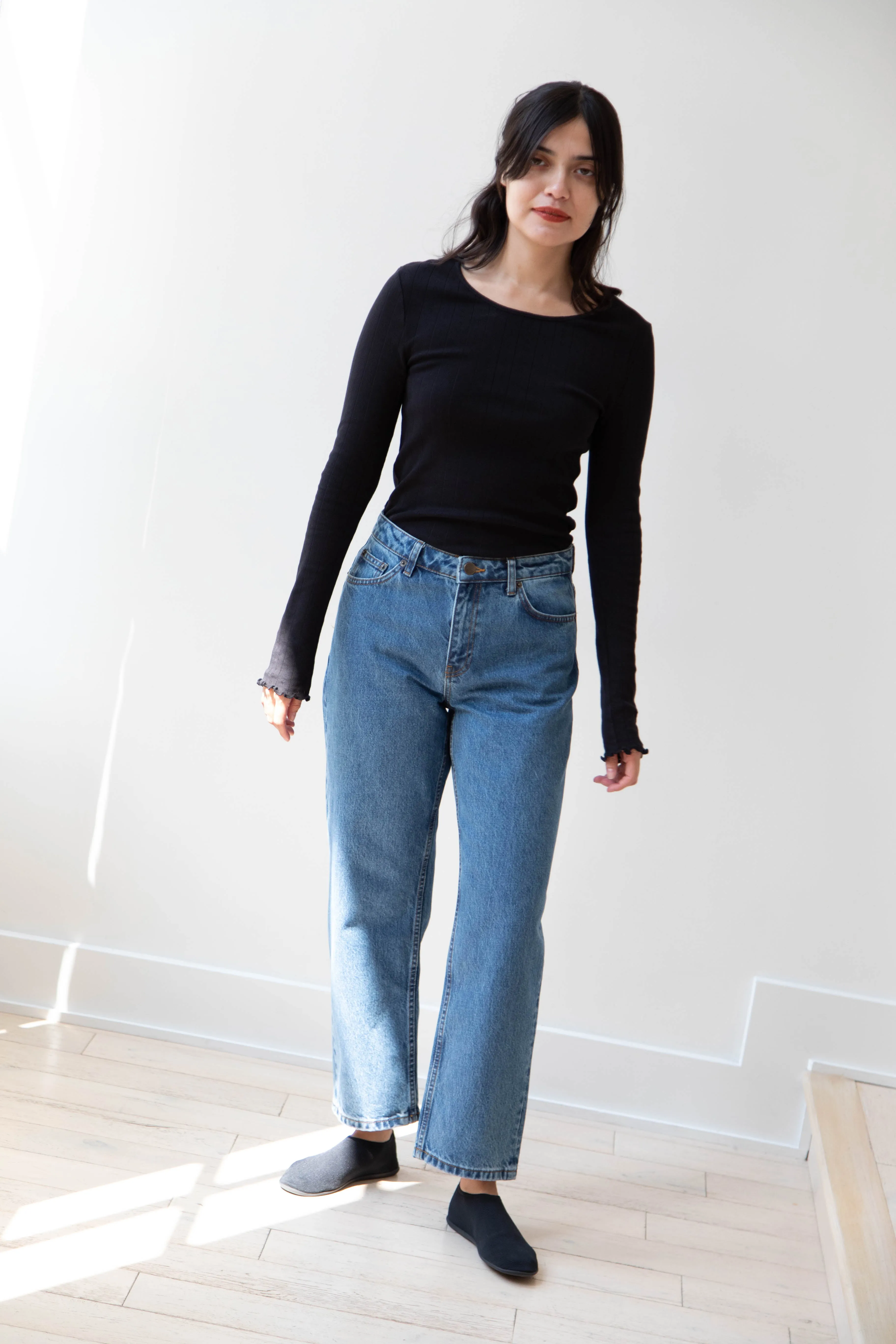 Skall | Allison Cropped Jeans in Washed Mid Blue