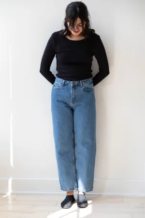 Skall | Allison Cropped Jeans in Washed Mid Blue