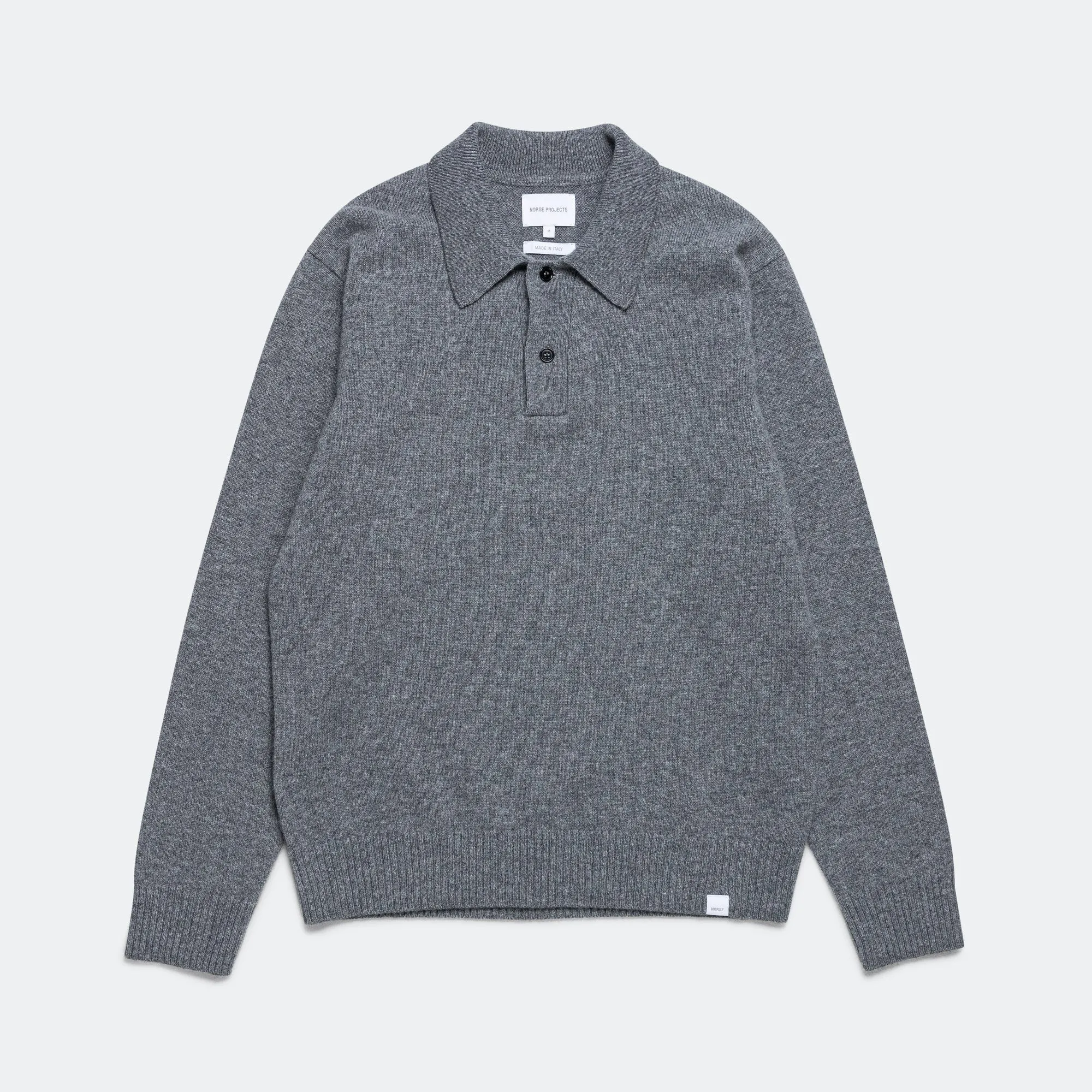 Standard Merino Lambswool Polo - Grey Melange