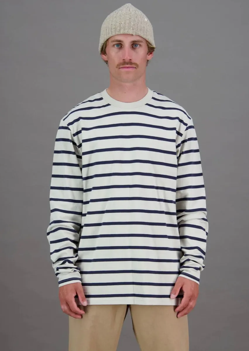 Stripe Sea LS Tee Off White/ Navy Stripe