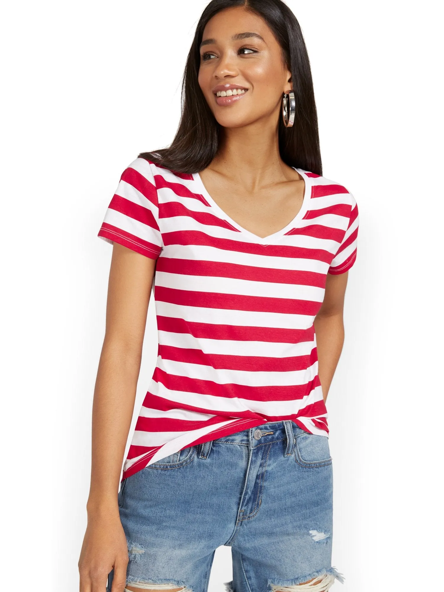 Stripe V-Neck Perfect Tee