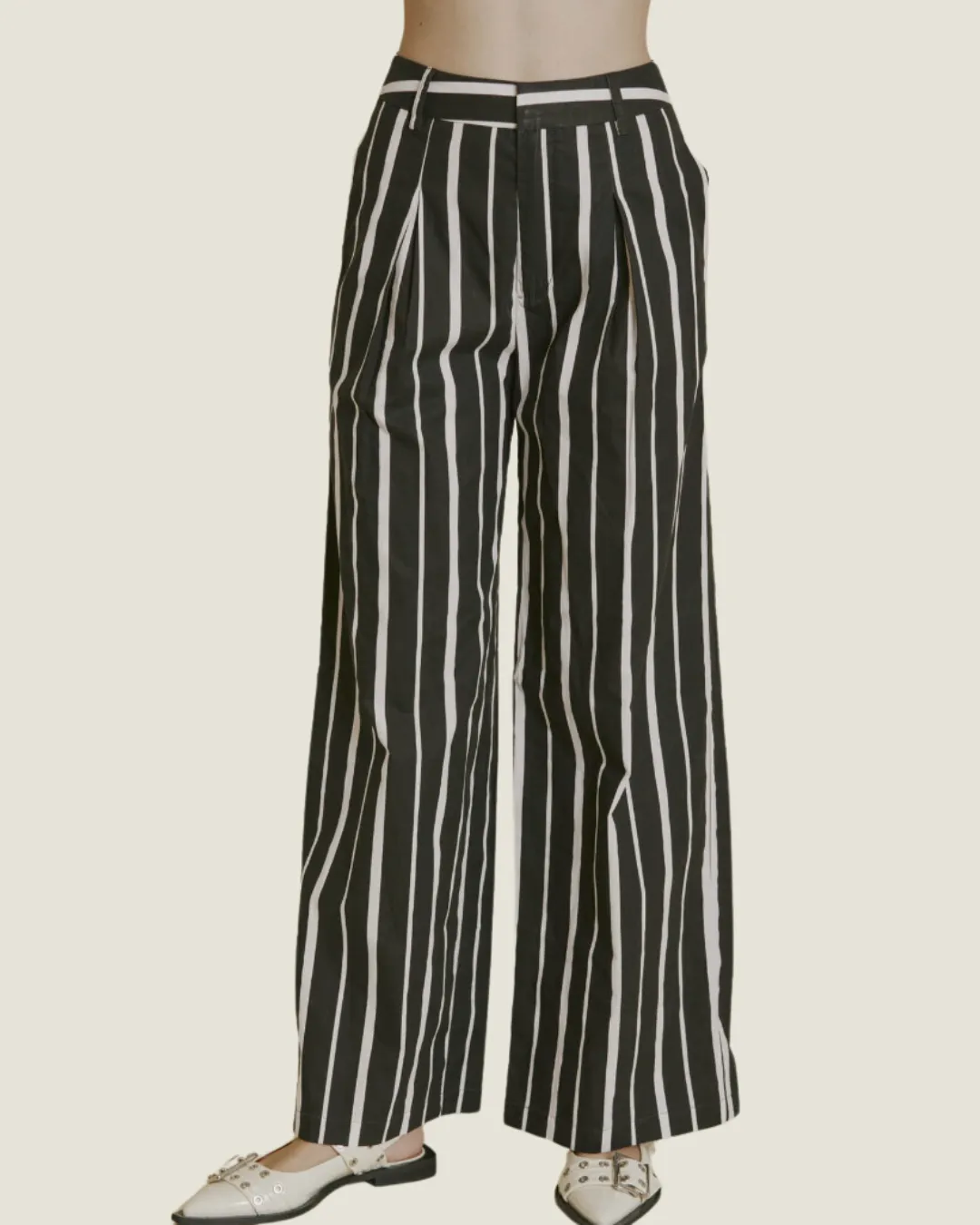 The Stella: Striped Poplin Pants