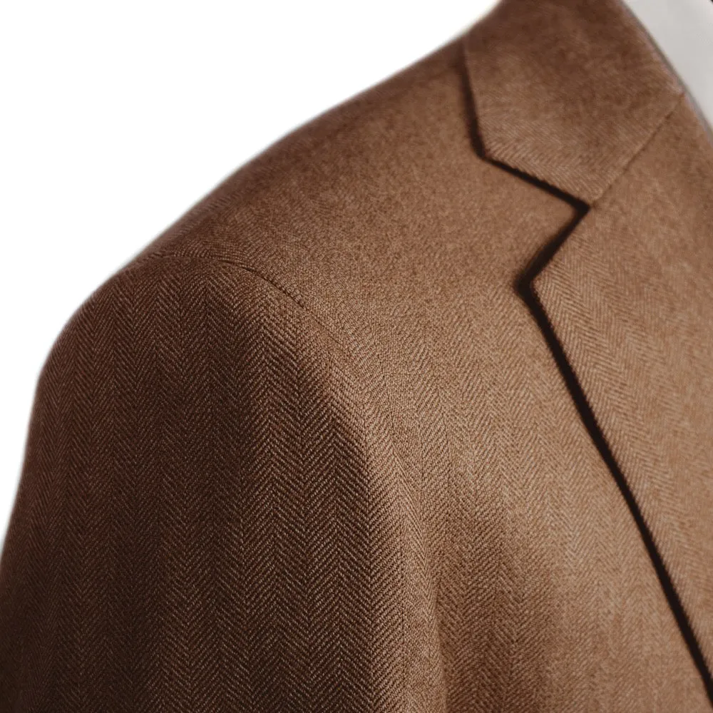 Tobacco Herringbone Merino Wool Jacket