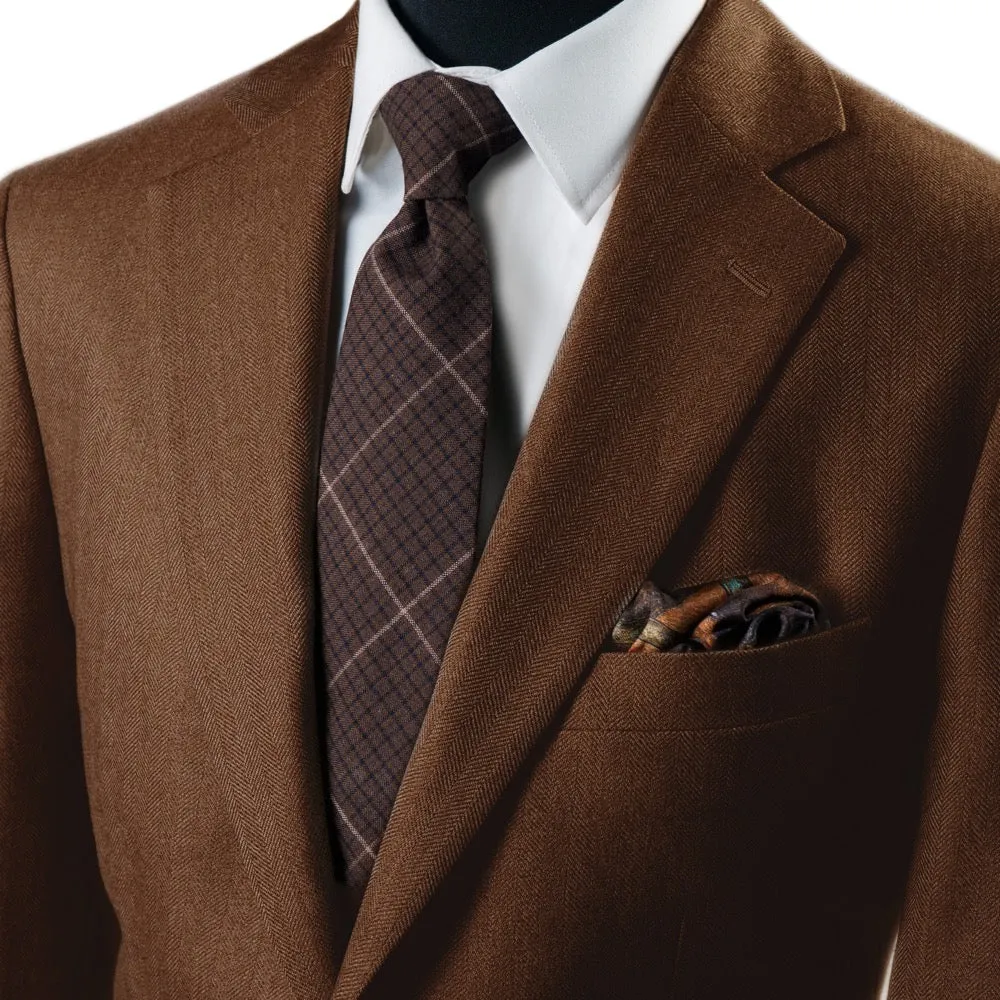 Tobacco Herringbone Merino Wool Jacket