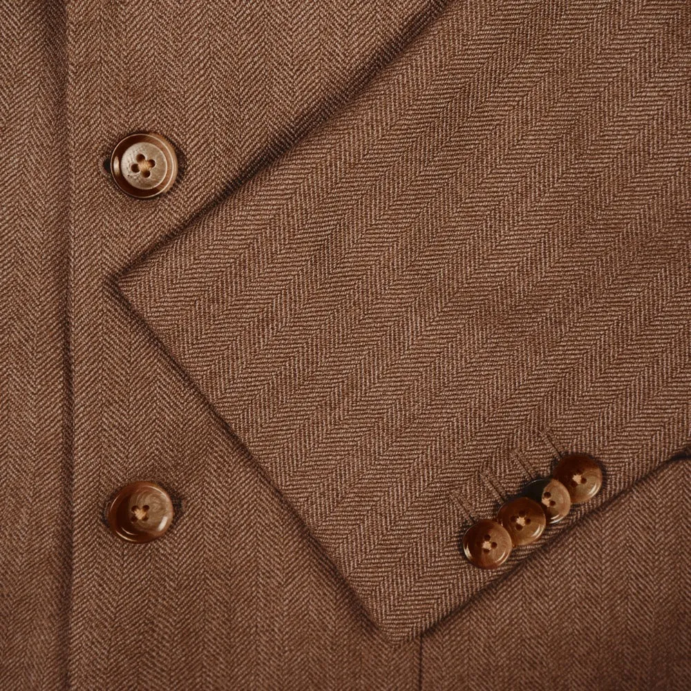 Tobacco Herringbone Merino Wool Jacket