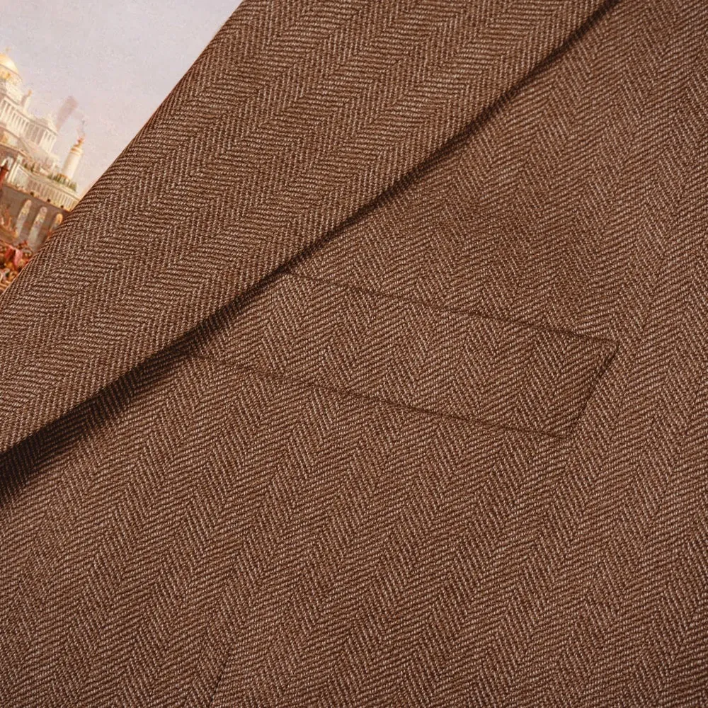 Tobacco Herringbone Merino Wool Jacket