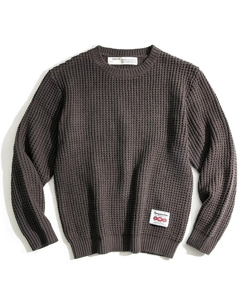 Tooling Retro Loose Round Neck Woolen Men's Sweater