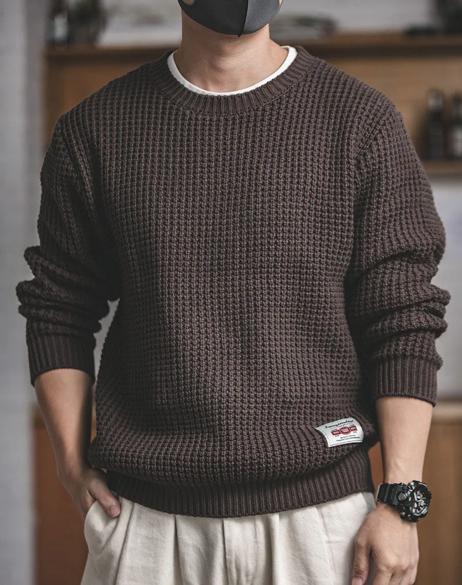 Tooling Retro Loose Round Neck Woolen Men's Sweater