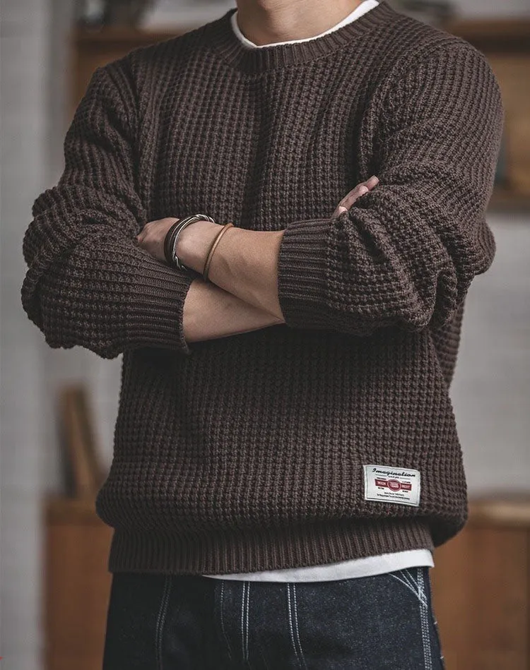 Tooling Retro Loose Round Neck Woolen Men's Sweater