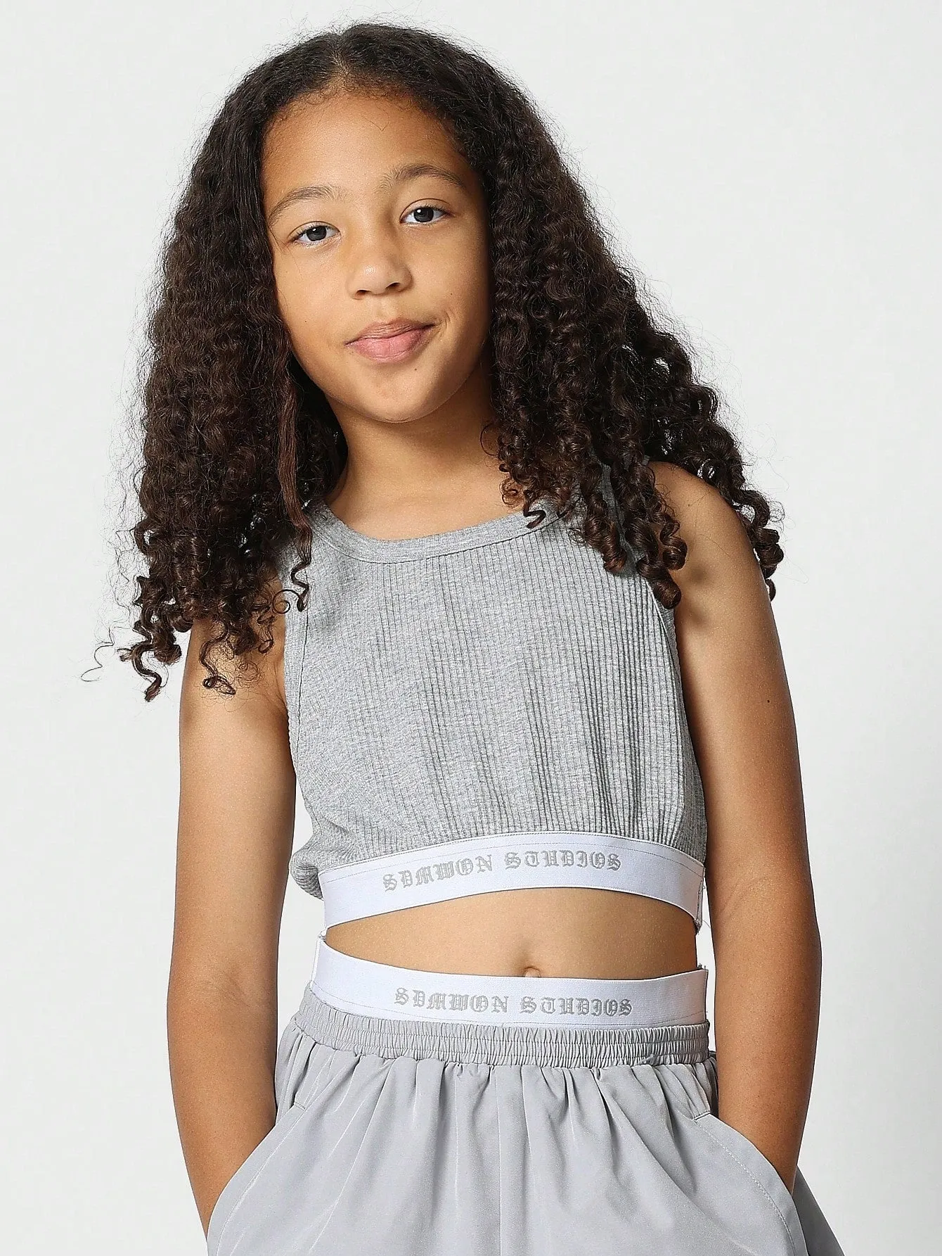 Tween Girls Crop Fit Top With Loose Fit Double Waistband Pant 2 Piece Set