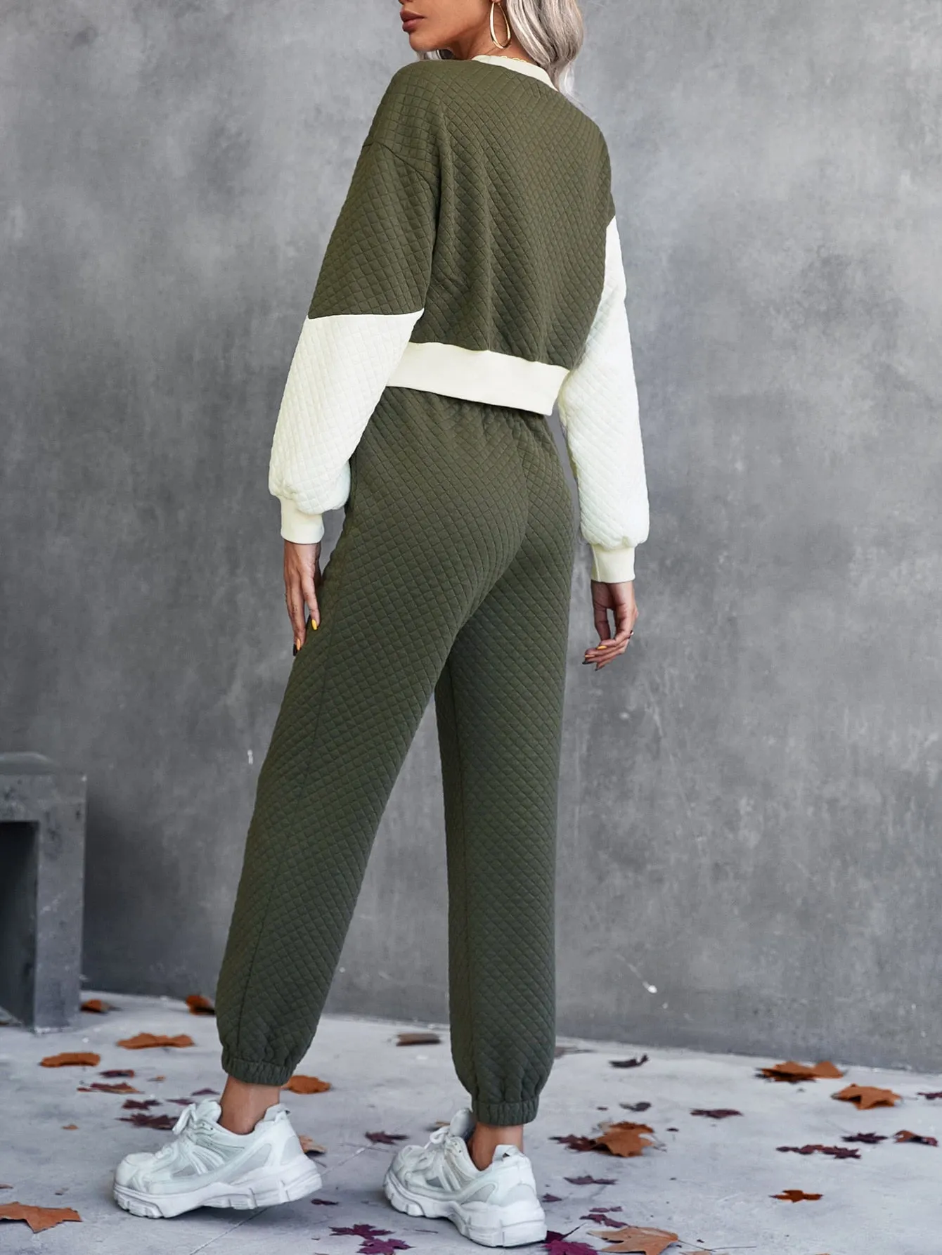 Two Tone Drop Shoulder Sweatshirt & Sweatpants